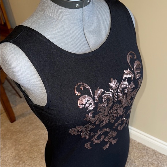 Suzy Shier Black Copper Embellished Sheath Dress - Picture 4 of 13